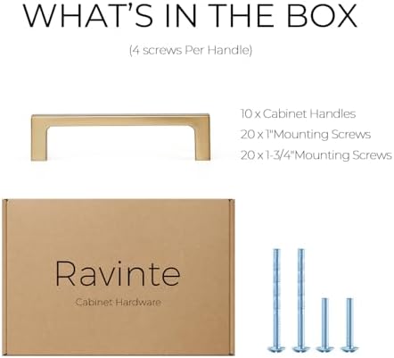 Ravinte Champagne Bronze Kitchen Square Cabinet Handles 3-3/4 Inch 10 Pack - Image 7