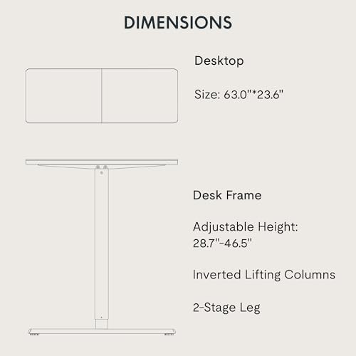 63''x 24'' Standing Desk Electric Adjustable for Home Office - Image 4