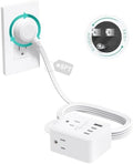 NUTICT 360° Rotating Flat Plug Power Strip with 3AC Outlets and 4 USB Ports by NUTICT
