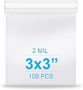 3''x 3'', (Pack of 100) 2 mil Thick Clear Plastic Reclosable Zip Poly with Resealable Lock Seal Zipper, Clear Small Zip, Jewelry, Candy, Storage, Packaging & Shipping… by Enbreey