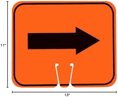 Cortina ABS Plastic Traffic Cone Sign, "Reversible Arrow" 03-550-2WA, 12.75" Width x 10.375" Height, Orange on Black - Image 2