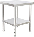 KUARBARR Stainless Steel Table for Prep & Work with Undershelf 24 x 24 Inches NSF Metal Commercial Kitchen Prep Table with Adjustable Under Shelf Worktable for Restaurant Home Outdoor by KUARBARR