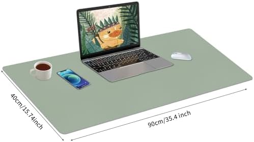 Bloss Leather Desk Mat, Large Mouse Pad, Non-Slip Desk Protector Mat, Leather Desk Blotter, Waterproof Desk Pad for Office Home Decor/Grey Green(35.4×15.7 Inches) - Image 5
