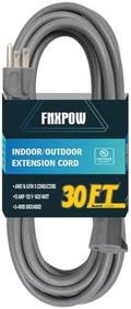 Indoor Outdoor Extension Cord 30 FT Waterproof, 16/3 Gauge Heavy Duty Gray Extension Cords, 13A 1625W SJTW Extension Cord with 3 Prong Grounded Plug, Great for Tools, Lights, UL Listed. by FNXPOW