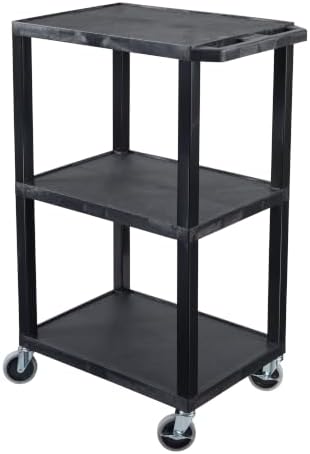 Luxor UCPL1 42"H 3-Shelf Utility Cart - Black - Image 3