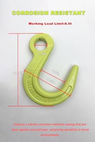 Heavy Duty Weight Large Opening Lifting Hooks 2 Pack 17636 lbs G80 Alloy Steel Crane Hook for Equipment Lifting, Harbor Transport, Construction Work【2 Pack *8.0t】 - Image 4
