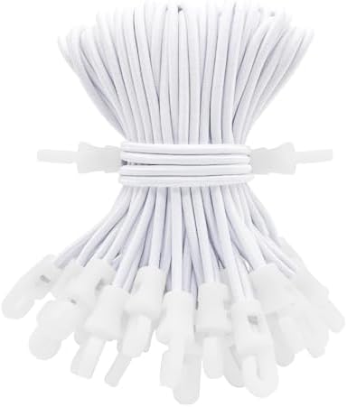 ABINLIN Small Bungee Cords with Hooks Heavy Duty 6 Inch 50 Pcs White by ABINLIN