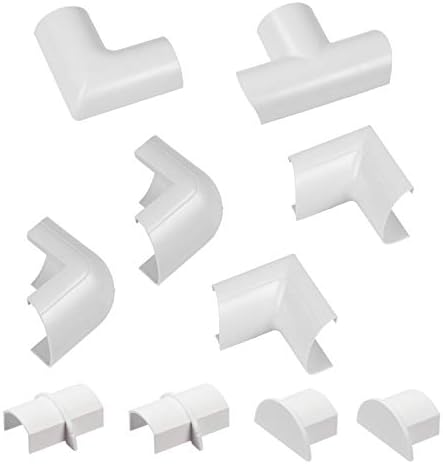 D-Line Medium Cable Raceway Accessory Pack, Join 1.18in x 0.59in Cord Cover Lengths, 10 Accessories Included, Hide Cords Around a Variety of Angles - White by D-LineUSAinc