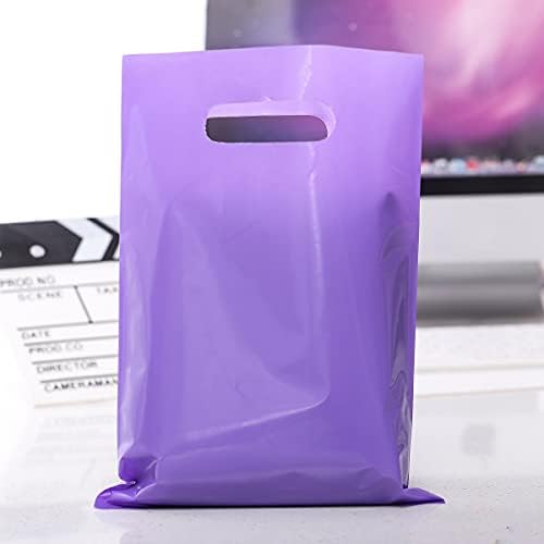 ysmile Small Purple Plastic Shoping Bag for Small Business Boutique Store Retail Die Cut Poly Bag with Handle Goodie 100 ct 5.9"x7.8" Extra Thick - Image 5