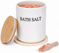 64oz Airtight Ceramic Bath Salt Jar Set - with Wooden Lid, Scoop & Anti-Slip Mat, Opaque Bathroom Storage Organization for Epsom Salt, Spa & Bath Bombs, White-M by Unknown