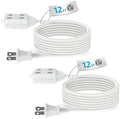 TiFFCOFiO Indoor Extension Cord, 2 Prong 12 Feet Extension Cord, 3 Polarized Outlets with Safety Slide Windows,13A/1625W, 16 AWG, 1 Pack (2 Packs) by TiFFCOFiO