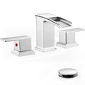 3 Hole Bathroom Faucet Waterfall, Chrome 8 Inch 2 Handles with Drain by HOIGY