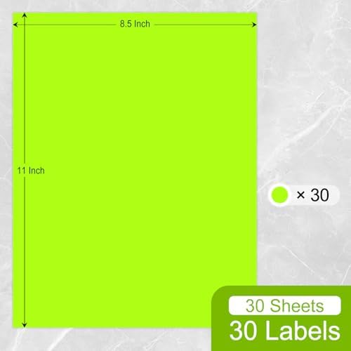 LLIKED 8-1/2" x 11" Fluorescent Green Address Labels 30 Sheets - Image 2