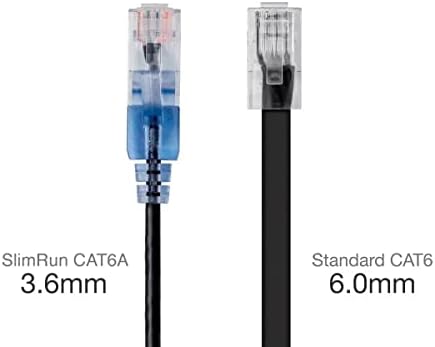 Monoprice Cat6A Patch Ethernet Cable - 50 Feet - Black | UTP, 30AWG, 10G, Pure Bare Copper, Snagless RJ45, for Computer Networking Cable, LAN, Modem, Router - SlimRun Series - Image 3