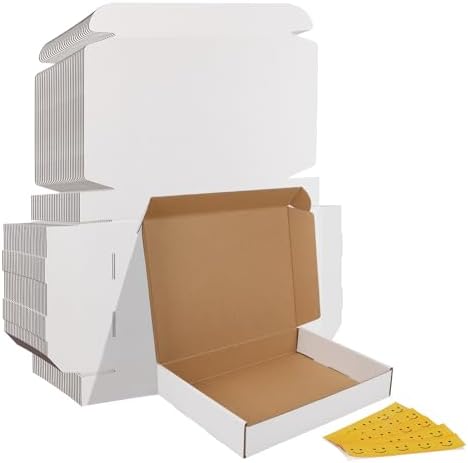 HORLIMER 12x9x2 Shipping Boxes Set of 30, White Corrugated Cardboard Mailer Box for Packing Small Business by HORLIMER