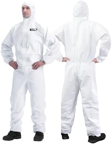 Hazmat Suit Disposable Coverall | Full Body Painters Suit in 7 Sizes with Multiple Specifications for Men & Women - Small, White, 3 by YIBER