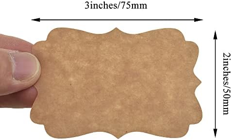 HAHIYO 3*2Inches 150Pcs Natural Brown Kraft Sticker Rectangles of 3 different shapes Label Sticker Roll Blank label Sticker to Write On Permanent Adhesive Dot Sticker for Jar Canning Label Price Tag - Image 3