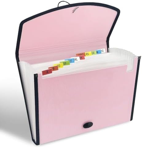 H4D 13-Pocket Accordion File Organizer, Expanding File Folder, Light Pink - Image 2