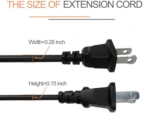 Short 5FT Black Power Extension Cord, 2-Prong ETL Listed (1 Pack) - Image 6