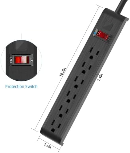 Power Strip Surge Protector, 15 Feet Extension Cord, 600 Joules Surge Protection, Multiple Protection 6 Outlet Strip, ETL Listed 1 Pack - Image 4