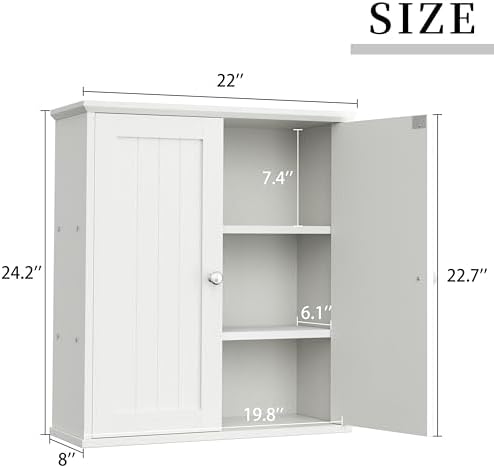Shintenchi Bathroom Wall Medicine Cabinet, Over The Toilet Storage, White - Image 3