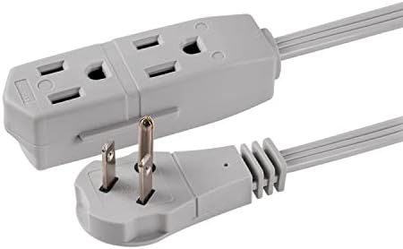 GE 3-Outlet Flat Extension Cord 8 Ft Grounded Extension Cord with Multiple Outlets 3 Prong Outlet Extender Flat Plug Indoor Power Strip 16 Gauge UL Listed Gray 43027 - Image 6