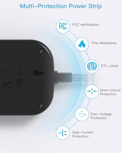 Cruise Essentials 2026, Travel Power Strip with USB C,Flat Plug, Black - Image 6