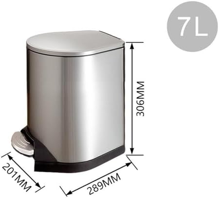 Stainless Steel Hands Free Trash Can with Soft Close Lid for Home Office Bathroom 7L - Image 2
