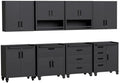 Black Garage Storage Cabinets System 8PCS Workshop Set with Drawers Locking Heavy Duty Rolling Cart with Adjustable Shelves Garage Tool Workbench Cabinets,8pcs-2 by FLIXELIO