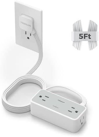 TESSAN Extension Cord 5 FT, Power Strip with 900J Surge Protection, Grey by TESSAN