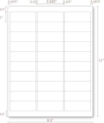 Address Labels for Printer 750 Labels - 1" x 2-5/8", Mailing, Storage & Pantry Organization, Laser/Inkjet Compatible, 30 Per Page, 25 Sheets - Image 2