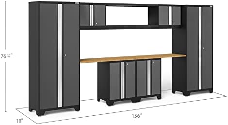 NewAge Products Gray Bold Series 9PC Garage Cabinetry Set · 24-Gauge Steel · Fully Welded · 156" W x 18" D x 76.75" H, 50681 - Image 3