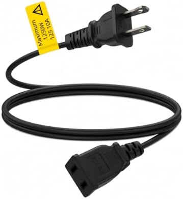 Short 5FT Black Power Extension Cord, 2-Prong ETL Listed (1 Pack) by UVTaoYuan
