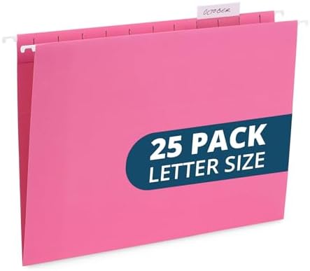 Blue Summit Supplies 25 Hanging File Folders, Letter Size, Pink by BlueSummitSupplies