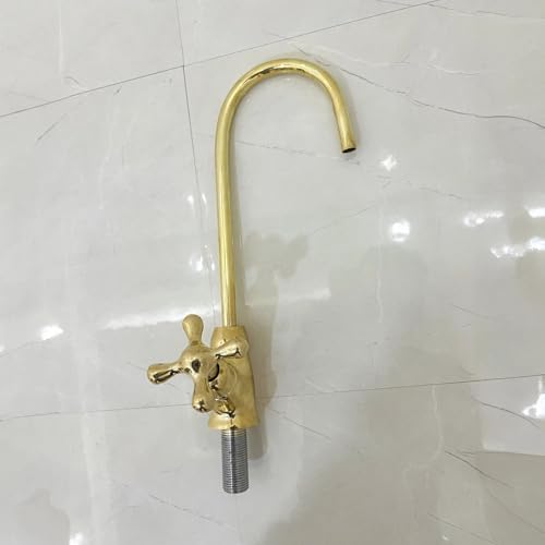 Handmade Unlacquered Brass Bar Kitchen Faucet, Cold Water Single Hole, Traditional Cross Handles - Brass Drinking Water Dispenser Faucet - Unlacquered Brass One Handle Faucet - Image 6