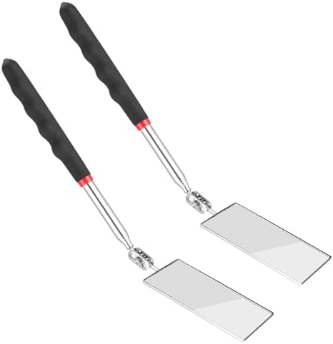 2 Pcs Telescoping Inspection Mirrors, Rectangle Telescopic Mechanic Mirror by Unknown