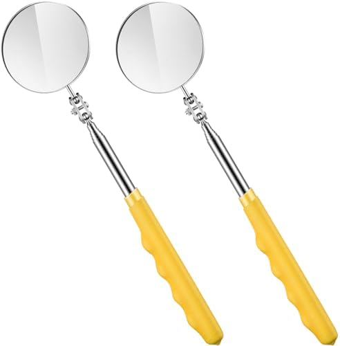 Copkim 2 Pcs Telescoping Inspection Mirror Mechanics Mirror,50mm,Yellow by Copkim