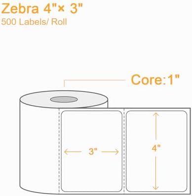(6000 Labels 3-Proof 1" Core) Labelebal 12 Rolls 4" x 3" Direct Thermal Label (101mm x 76mm) Multipurpose Shipping Address Mailing Barcodes Stickers Compatible for Zebra & Rollo Desktop Label Printer - Image 2