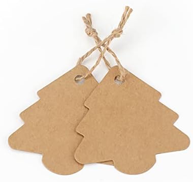Christmas Tree Gift Tags,Gift Wrap Tags,100 Pcs Kraft Paper Gift Tag with String,Blank Craft Gift Tag with Natural Jute Twine String - Image 2