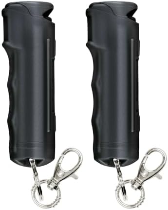 SABRE Pepper Spray with Fast Flip-Top Safety & Snap‑Clip Keychain for Self Defense - Maximum Police Strength OC with UV Marking Dye, 10‑Sec. Spray, 14-ft Range, Finger Grip, Made in USA, 0.54 fl oz by SABRE