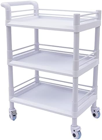3 Tier Rolling Medical Storage Shelves Rack with Wheels - Beauty Salon SPA Medical Rolling Cart with 360 Silent Swivel Wheels by Unknown