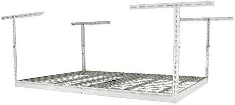 SafeRacks 4x6 Overhead Garage Storage Rack, White, 18"-33" Height by SafeRacks