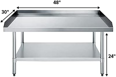 Stainless Steel Equipment Grill Stand with Adjustable Undershelf | Heavy Duty 18-Gauge Top | NSF Certified for Commercial Kitchens & Utility Spaces (30" x 48") - Image 2