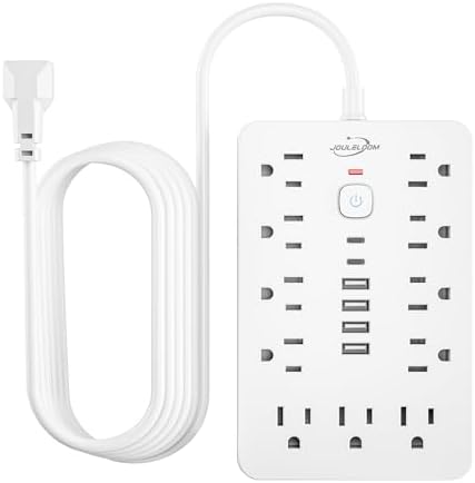 6 FT Flat Plug Surge Protector Power Strip,11 AC Outlets with 6 USB Ports by JouleLoom