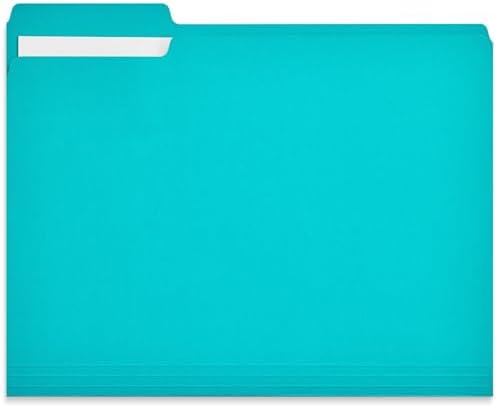 Staples Colored File Folders, Letter Size, 1/3-Cut Tabs, Teal, 100/Bx by Staples