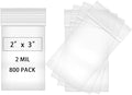 800pcs 2 X 3 Clear Reclosable Zip Plastic Poly Bags with Resealable Lock Seal Zipper-2 Mil by Fessary