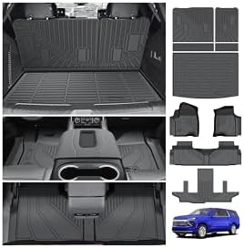 Powerty Floor Mats for 2021-2025 2026 Chevy Chevrolet Suburban/GMC Yukon XL 7 Seats, All Weather 3D TPE Anti-Slip Trunk Cargo Liner Seat Back Covers Protectors Full Set Car Accessories by Powerty