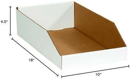 BOX USA BBINEB1810 Open Top Bin Boxes, 10" x 18" x 4 1/2", Oyster White (Pack of 25) - Image 5