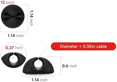 Flezoo 12PCS Black Adhesive Cable Clips Cord Organizer for Wire Management - Image 2