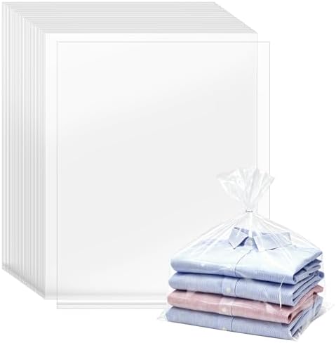WFPLUS 100 Pack 16 x 20 inch 1 Mil Clear Plastic Flat Poly Bags by WFPLUS